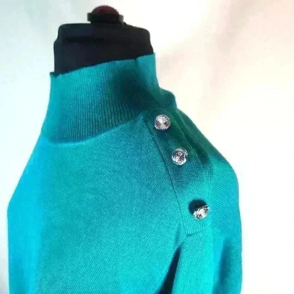 IsaacMizrahiLive! Always Isaac 2x Raglan Sleeve Faux Turtleneck Sweater‎ Crystal - Picture 1 of 10
